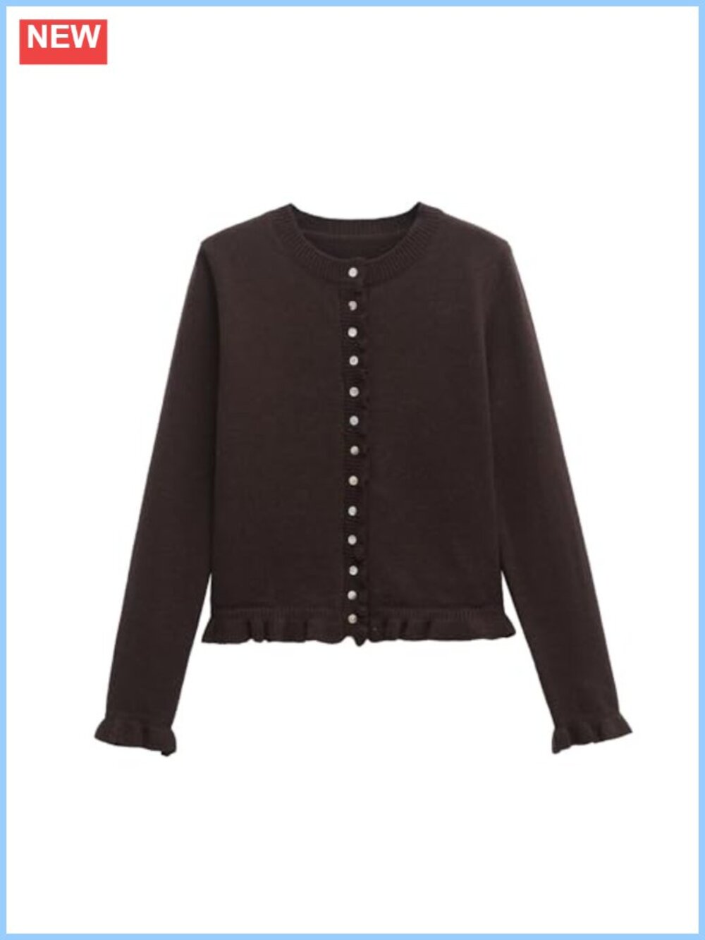 Women's Cropped Ruffle Cardigan Sweater Button Down Knitwear